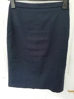 Pure Collection Size 10 Navy Blue Black Smart Pencil Skirt Back Zip Lined • £24.99