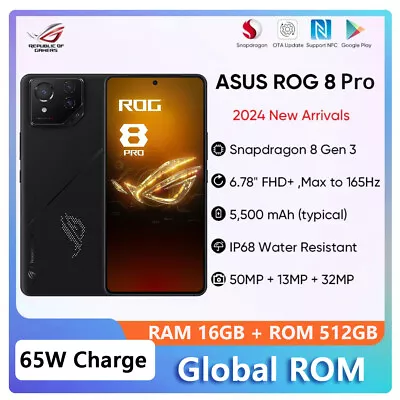 ASUS ROG Phone 8 Pro 5G Snapdragon 8 Gen 3 NFC 165Hz 16G+512GB IP68 WATERPROOF • £892.29