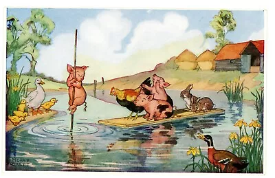 Peggys Plight Molly Brett Postcard Medici Society Anthropomorphic Pigs • $6