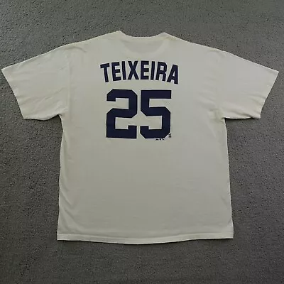 New York Yankees Shirt Mens 2XL XXL White Mark Teixeira #25 MLB Baseball Tee • $10.46