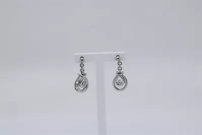 Vintage 10k White Gold Diamond Dangling Earrings 0.75  0.10 Cttw • $220