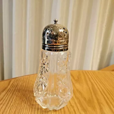 Antique 5.5  Blown Glass Muffineer / Sugar Shaker - EPNS England Silverplate Top • $89