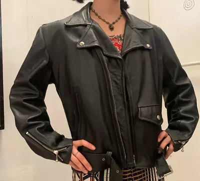 $90.20 • Buy Vintage Australian LEATHER JACKET Country Life Motorcycle Punk Metal 104cm Sz M