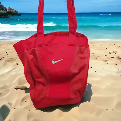 Nike Mesh Beach Gym Bag W/ Small Removable Purse 16  Red Summer Sports Ball Tote • $11.95