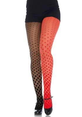$17.25 • Buy Black/Red Cascading Diamond Harlequin Tights, Jester, Joker, Halloween, Cards