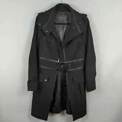 BCBGmaxazria Black 4 In 1 Wool Zipper Jacket Coat Moto Edgy Long Length Size M • $90.93