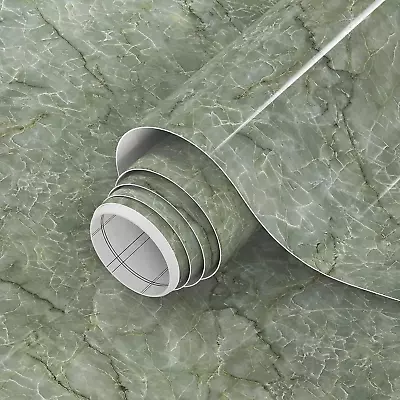 Green Marble Peel And Stick Wallpaper 15.7 X 197  Glossy Marble Contact Paper Pe • $26.24