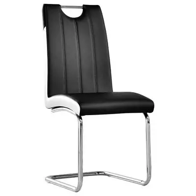 Pemberly Row Faux Leather Modern Dining Side Chair In Black/White (Set Of 2) • $237.56