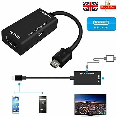 £4.89 • Buy Micro USB To HDMI 1080P HD TV Cable Adapter For Samsung Android Smart Phone UK