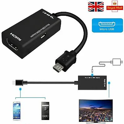 Micro USB To HDMI 1080P HD TV Cable Adapter For Samsung Android Smart Phone UK • £4.99