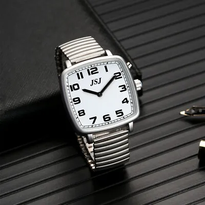 Square English Talking Watch W/AlarmTalking Date & TimeWhite Dial TESW-17 • £36