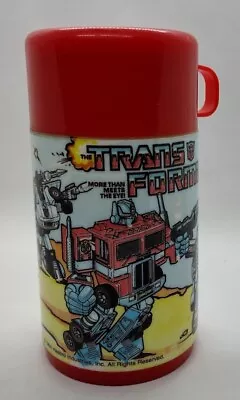 Vintage 1984 Transformers Thermos Hasbro Aladdin Industries Optimus Red Top Cap • $24