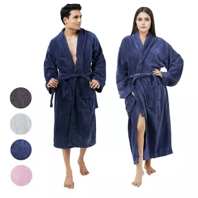 Mens & Ladies Bathrobe 100% Cotton Terry Towelling Shawl Dressing Gown Bath Robe • £24.99