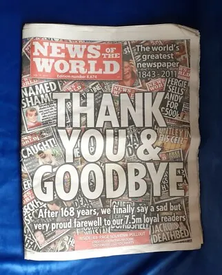 News Of The World Newspaper Last Edition July 10th 2011 • £3