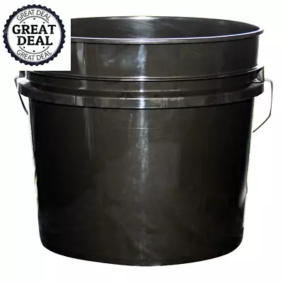 Plastic Pails 3.5 Gallon Heavy Duty Bucket Stackable With Handle 10 Pack Black • $44.91