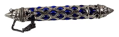 Door Mezuzah Scroll Crown Cover Cobalt Blue Copper Bronze 10  • $59.99