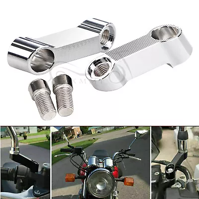 M10 Chrome Motorcycle Mirror Extenders Riser Extension For Honda Kawasaki Suzuki • $15.18