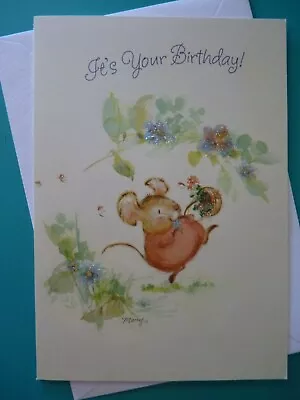 MARY HAMILTON Birthday Greeting Card For Anyone Hallmark Sweet Chubby Mouse • $19.99