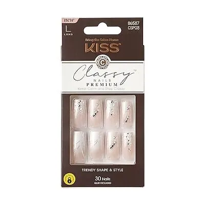 KISS Premium Classy Fake Nails - Stunning! Long & Square Super Glam Jewel New • $13.12