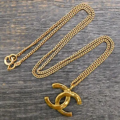 CHANEL Gold Plated CC Logos Charm Vintage Chain Necklace Pendant #524c Rise-on • £522.44