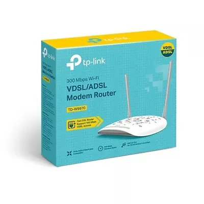 TP-Link TD-W9970 300Mbps Wireless N VDSL/ADSL Modem Router - 4 Ports - UK Plug • £33.99