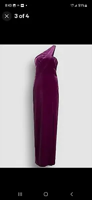 $245 Aidan Mattox Women's Purple Velvet One-Shoulder Dress Size US 0 • $65.50