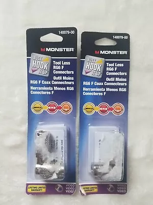 Lot Of 2 Monster Just Hook It Up 140079-00 Tool Less RG6 F Connector 2 Packs • $8.21