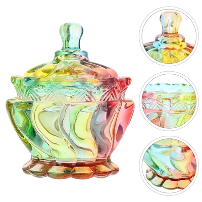 £21.48 • Buy Candy Jar Buffet Glass Apothecary Jar Cotton Swab Clear Container Lid