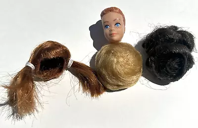 VINTAGE 1960s BARBIE MIDGE HEAD & WIGS TOPKNOT FASHION WIGS • $160