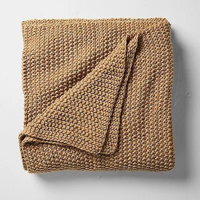 Full/Queen Chunky Knit Bed Blanket Warm Brown - Casaluna • $36.99