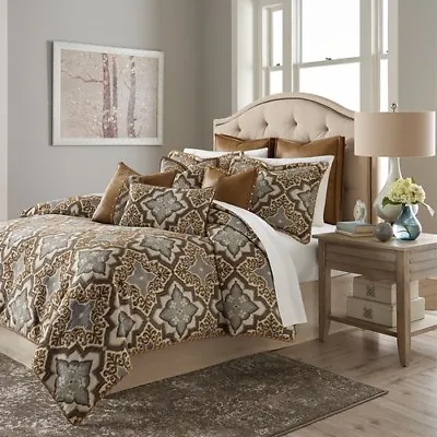 Aico Porter Saddle 9Pc Queen Comforter Set MA-BCS-KS10-PORTR-SADL • $965