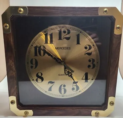 Mercedes Wood Quartz Clock 11  USA Made. Keeps Perfect Time Wall Mantel Quality  • $34.99