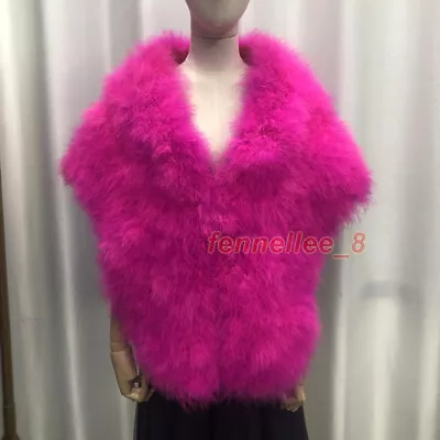 Real Ostrich Feather Fur Shawl Women Wraps Wedding Bolero Scarf Party Shrug Cape • $48