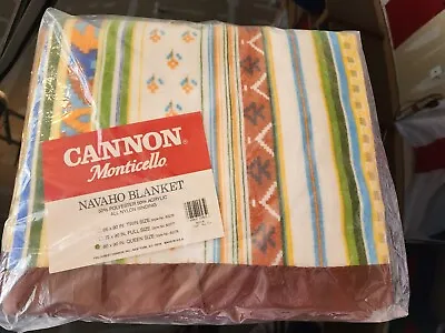 Vintage Cannon Monticello Blanket 80x 90” NAVAHO Queen New. Deadstock. RARE • $110.07