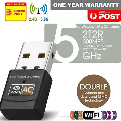 $8.99 • Buy Dual Band 600Mbps USB WiFi Wireless Dongle AC600 Lan Network Adapter 2.4GHz 5GHz