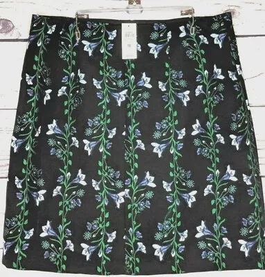 Ann Taylor Skirt Womens 10 Blue Green Floral Lined Pencil Stretch Career  • $16.99