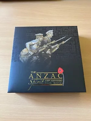 2015 The Anzac Spirit 100th Anniver 1/2oz Silver Proof Three-Coin Set & Billycan • $82