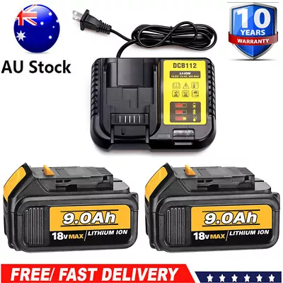 2X Battery &Charger For DeWalt 18V 18 Volt MAX DCB206 DCB184-XE Lithium DCB200 • $31.49