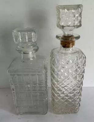 (2) Vintage Crystal / Glass Whiskey Decanters • $10