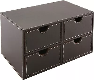 OSCO Faux Premium Leather Furniture 4 Drawer Chest Textured Brushed Brown • £399.99