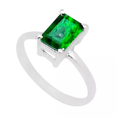 Handcrafted Silver 1.84cts Faceted Natural Green Maw Sit Sit Ring Size 7 Y1469 • $16.79