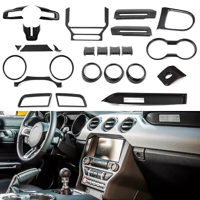 25PCS Carbon Fiber Steering Wheel Dash Panel Cover Trim Kit For Ford Mustang 15+ • $220.99
