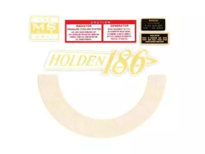 Holden HR 186 6cyl Engine Decal Kit +Oil Cap +Radiator Caution +Air Cleaner • $89.95