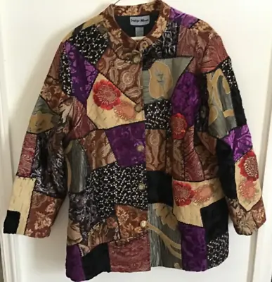 New Without Tag- Vintage Indigo Moon Tapestry Jacket Size 1X Patchwork Pattern • $22