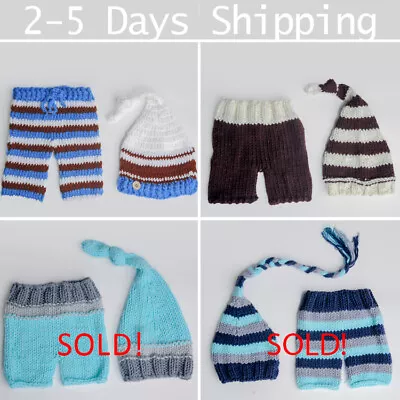 Newborn Baby Boys Girls Knit Outfit Set 0-3 Months Knitted Hat Pants Baby Shower • $8