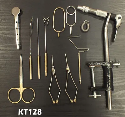 Fly Tying Tool Kit 12 Piece W/Chrome AA  Vise - NEW- KT128 • $31.97