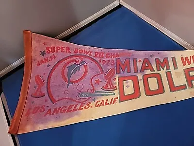 Miami Dolphins Super Bowl VII 1973 Champs Vintage Felt Pennant • $69.38
