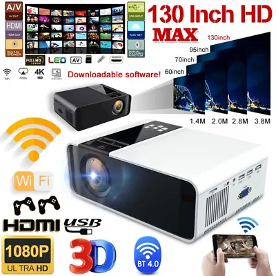 $132.99 • Buy 22000 Lumens HD 1080P 3D Video Projector Home Theater Cinema Multimedia HDMI USB