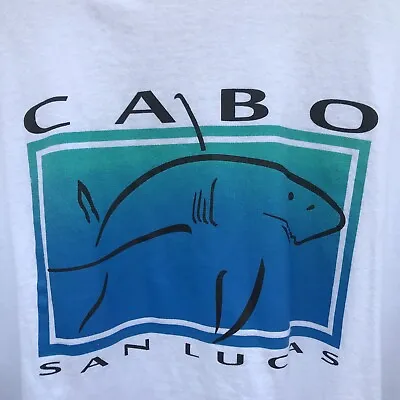 Yazbek Long Sleeve Mens Size XL Cabo San Lucas Vacation Mexico White Blue VTG • $12.74