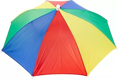 4x Umbrella Hat Multi-coloured - Festival Outdoor Foldable Cap Xmas Pack Bulkbuy • £9.95